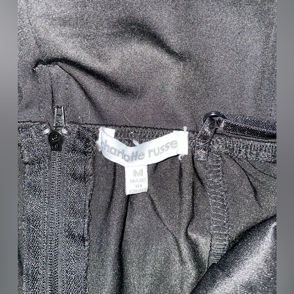 Charlotte Russe black bodycon satin slip style mini dress size M - Picture 5 of 6